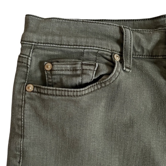 7 For All Mankind High Waisted Cropped Wide Leg Jeans Green - Picture 5 of 15